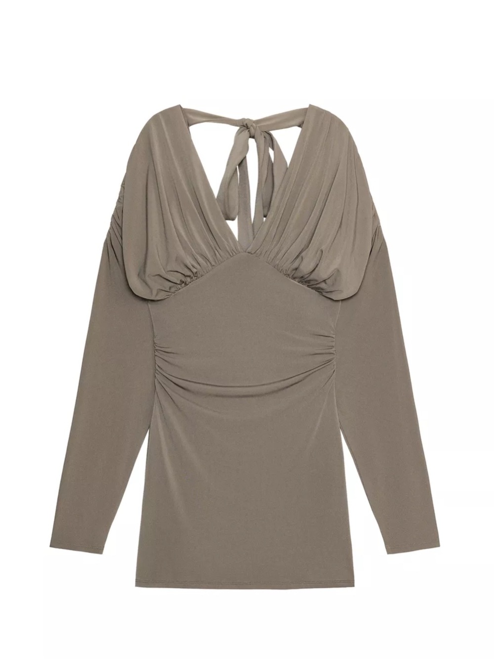ZARA Taupe Short Mini Dress with Batwing Sleeves - Picture 5 of 5